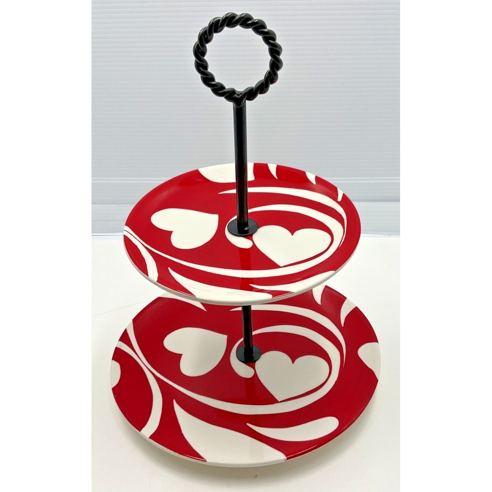 Mesa Two Tier Serving‎ Plate Red Heart Design